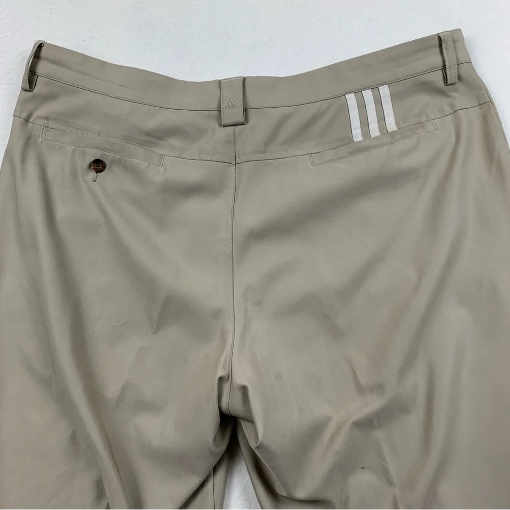 Adidas Climalite Pants Mens 38x31 Beige Flat Front‎ Polyester Golf Outdoor Sport
